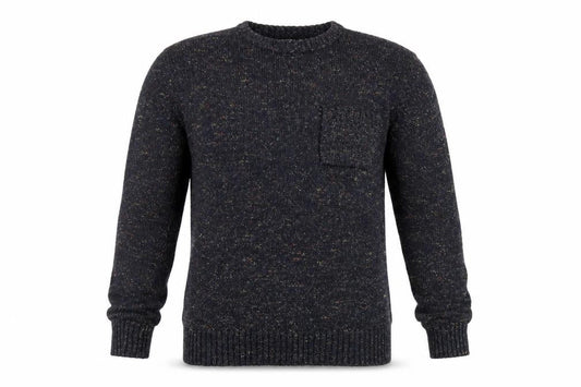 Front view of Cedarwood State men’s blue knit jumper, size M