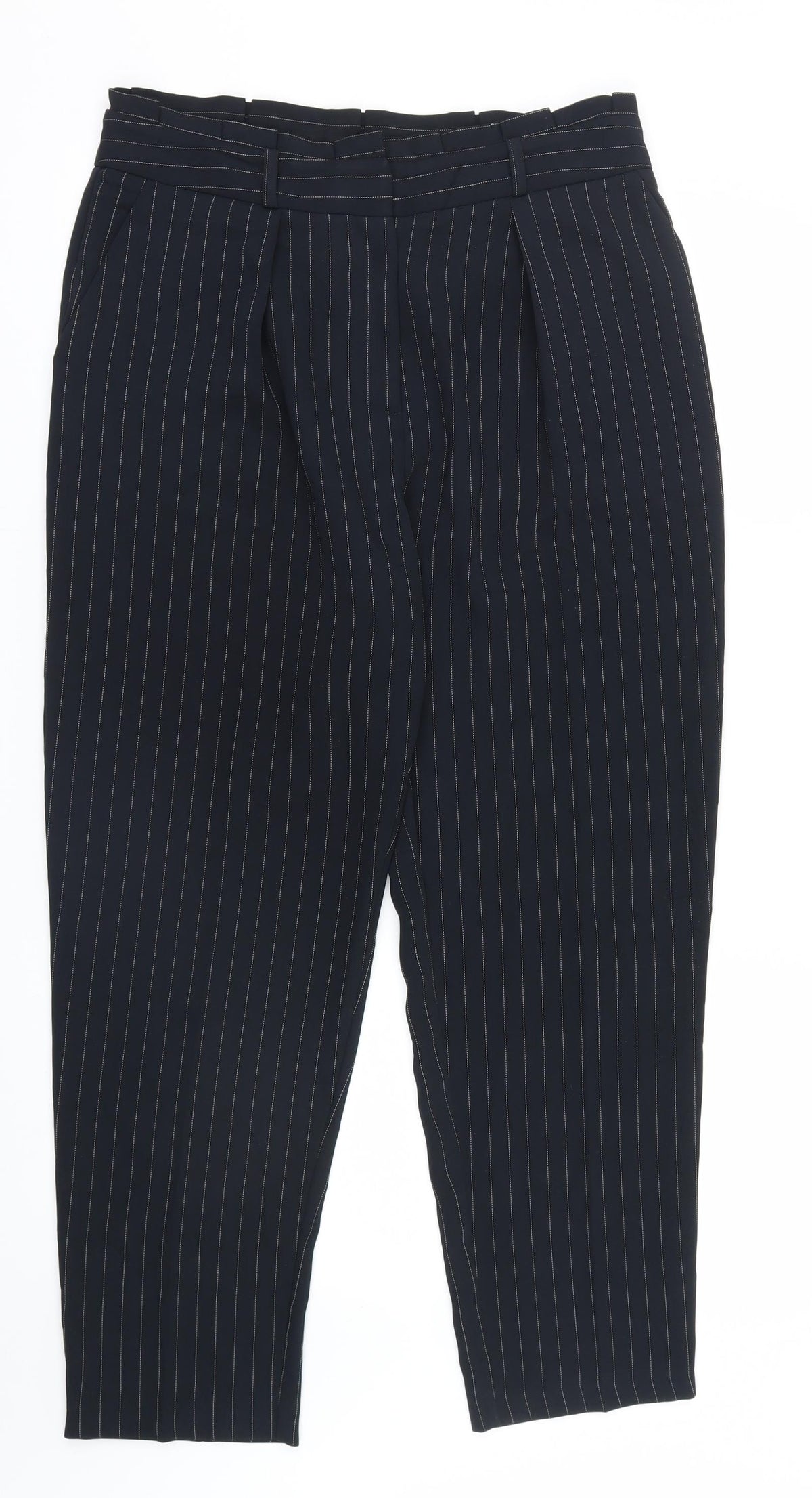 Oasis Womens White Striped  Trousers  Size 12 L27 in