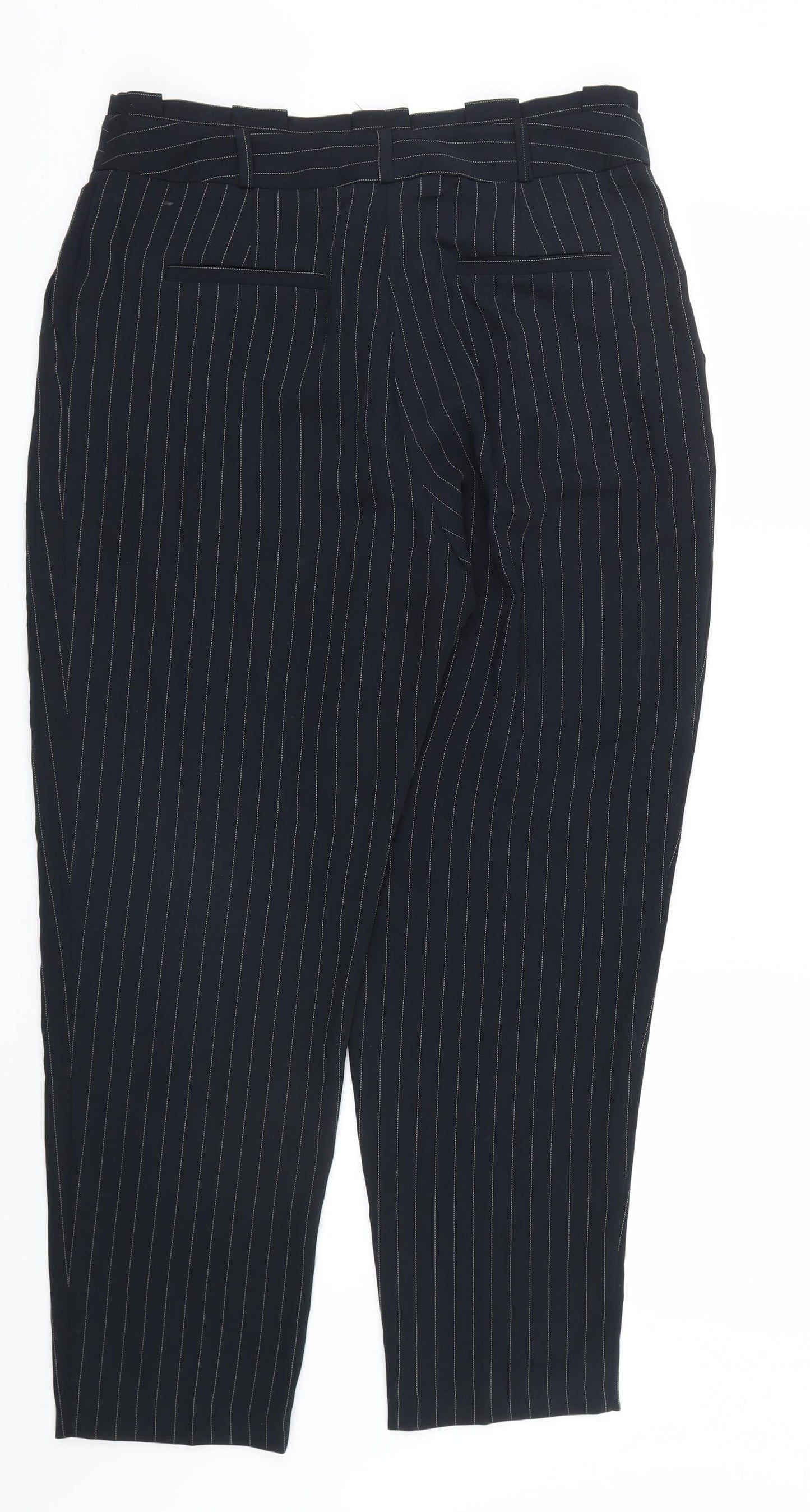 Oasis Womens White Striped  Trousers  Size 12 L27 in