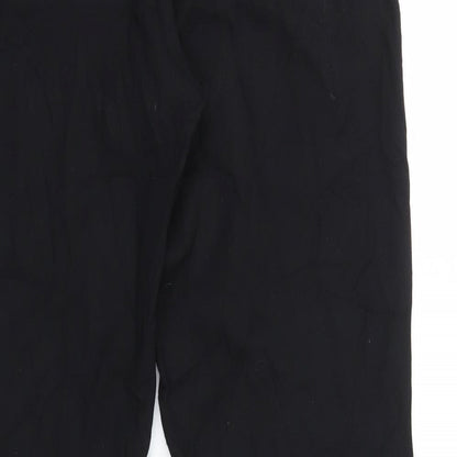 Brand and care label for Debenhams women’s black trousers, size UK 12, 30-inch leg