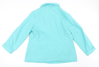 Back view of Marks & Spencer women’s blue jacket coat, size UK 16