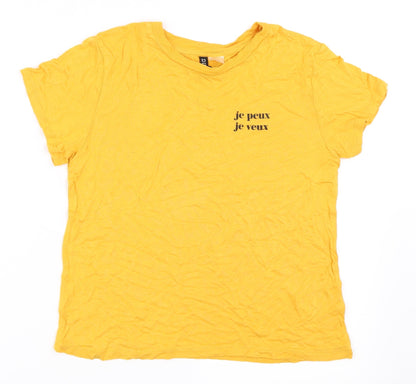 Additional front view of H&M women’s yellow basic t-shirt, size S