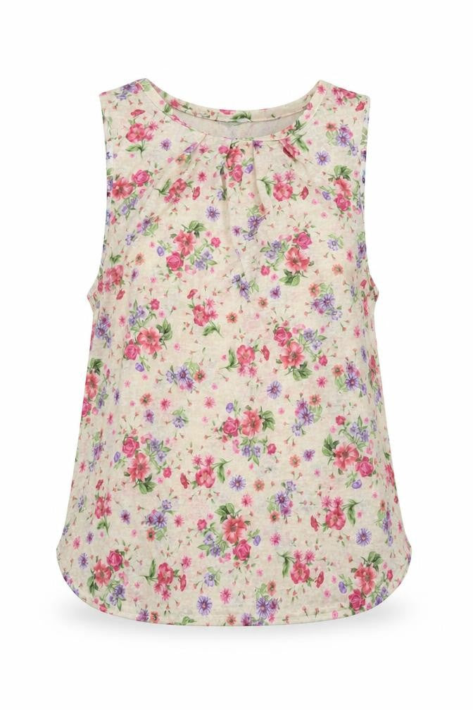 Preworn Womens Beige Floral  Basic Blouse Size M
