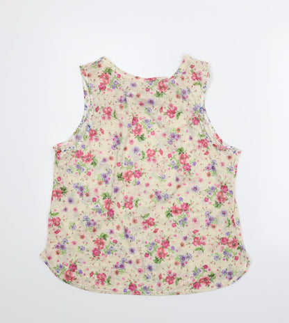 Back view of Preworn women’s beige floral basic blouse, size M