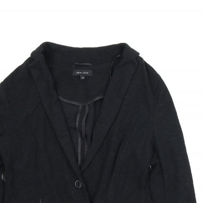 Close-up detail of New Look women’s black jacket, size UK 10