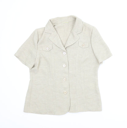Additional front view of Preworn women’s beige basic button-up, size UK 10