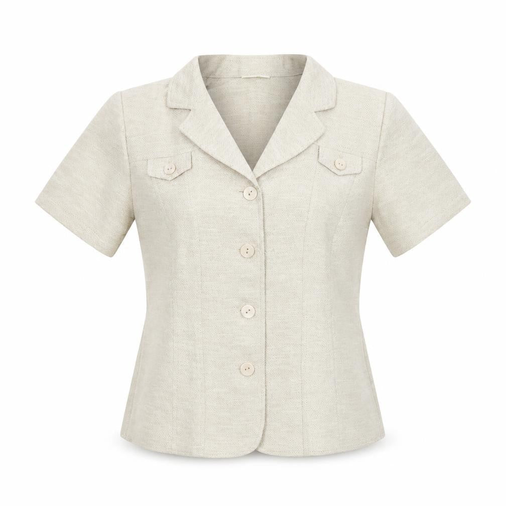 Preworn Womens Beige   Basic Button-Up Size 10
