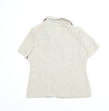 Back view of Preworn women’s beige basic button-up, size UK 10