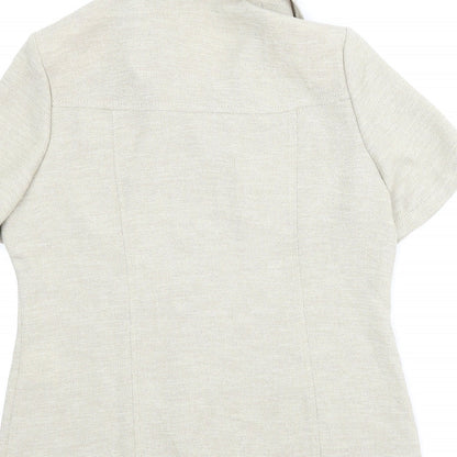 Brand and care label for Preworn women’s beige basic button-up, size UK 10