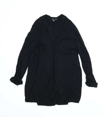 Front view of H&M women’s black cardigan jumper, size M
