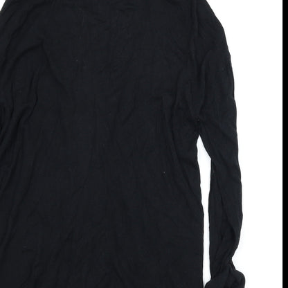 Brand and care label for H&M women’s black cardigan jumper, size M