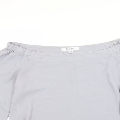 Close-up detail of Simply Be women’s grey basic blouse, size UK 12