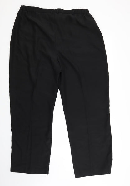 Back view of ELVI women’s black trousers, size UK 20, 28-inch leg