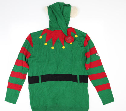 Back view of Ho ho ho women’s green jumper, size XL, - chrismtas
