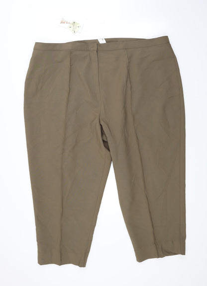 Additional front view of Slimma women’s green capri trousers, size UK 28, 21-inch leg
