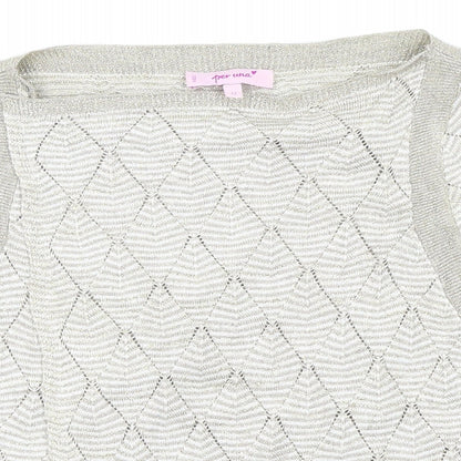 Close-up detail of Per Una women’s beige argyle/diamond cardigan jumper, size UK 12