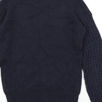 Brand and care label for Terranova men’s blue jumper, size S