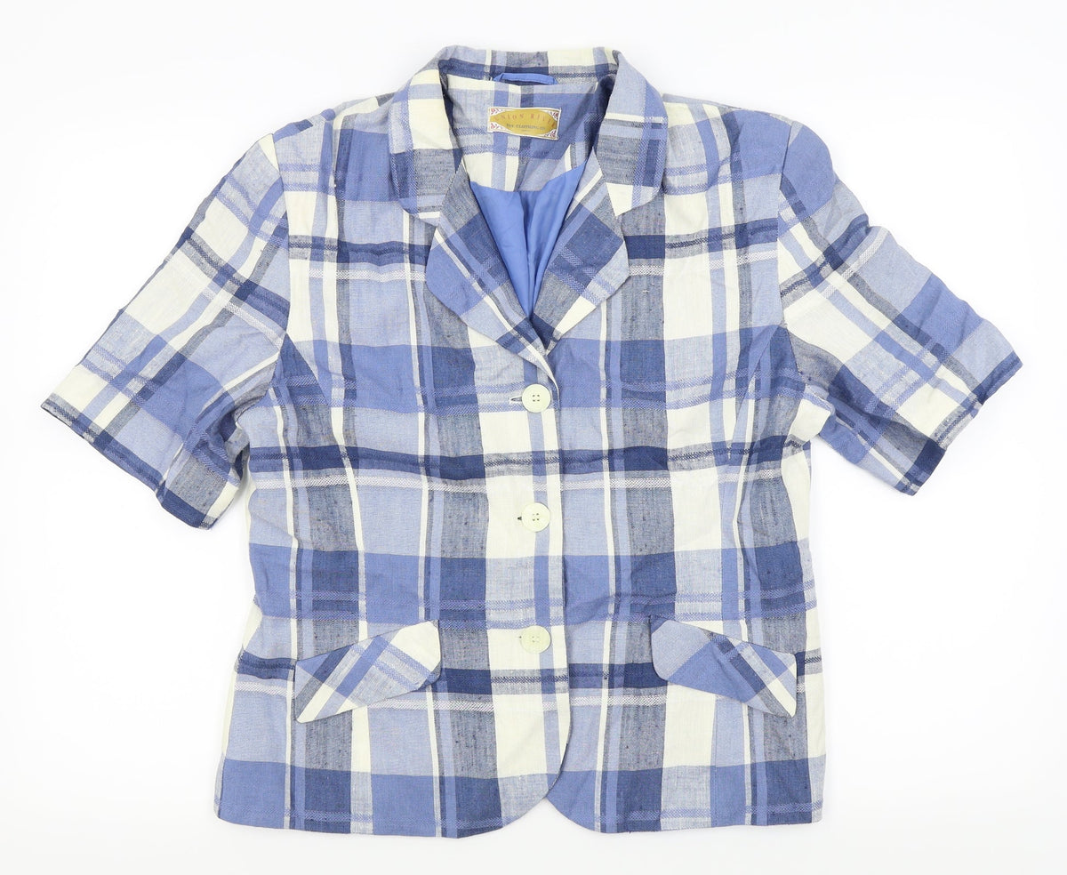 Union River Womens Blue Check  Jacket Blazer Size 16