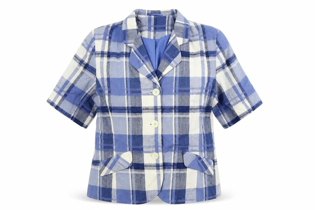 Union River Womens Blue Check  Jacket Blazer Size 16