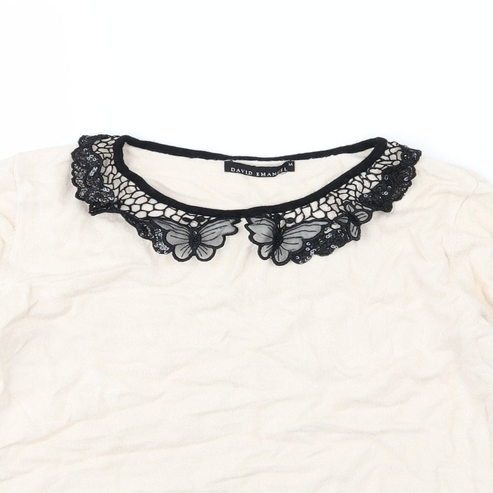 David Emanuel Womens Ivory  Knit Pullover Jumper Size M