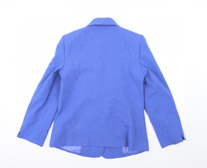 Back view of EWM women’s purple jacket suit jacket, size UK 12