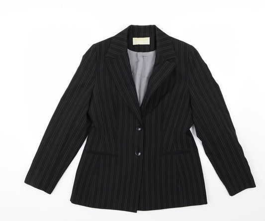 AMARANTO Womens Black Striped Rayon Jacket Suit Jacket Size 12