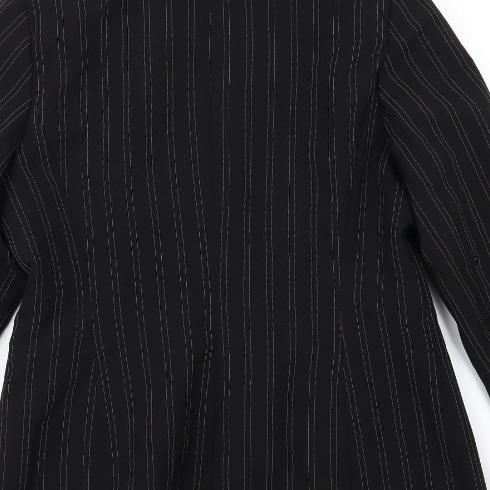 AMARANTO Womens Black Striped Rayon Jacket Suit Jacket Size 12