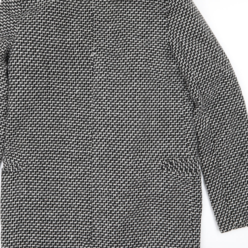 Yi Shang Womens Black Geometric  Overcoat Coat Size S