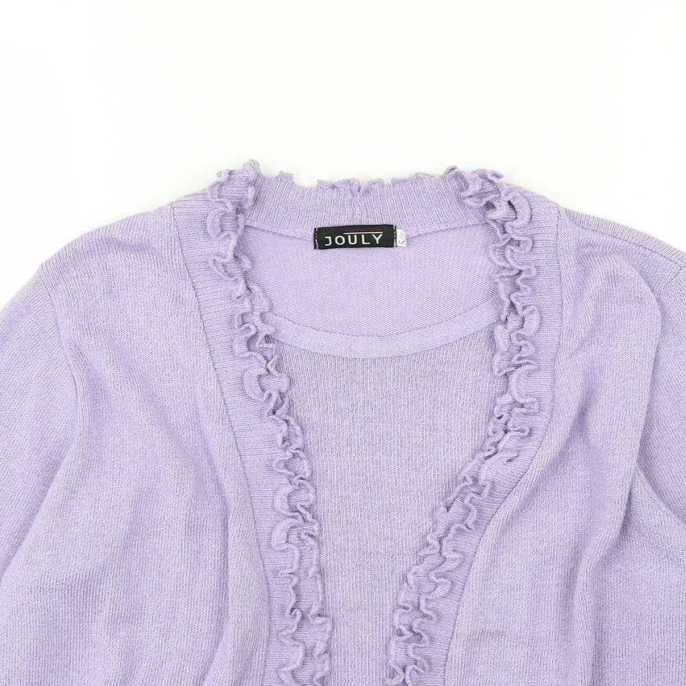 Jouly Womens Purple  Knit Pullover Jumper Size S