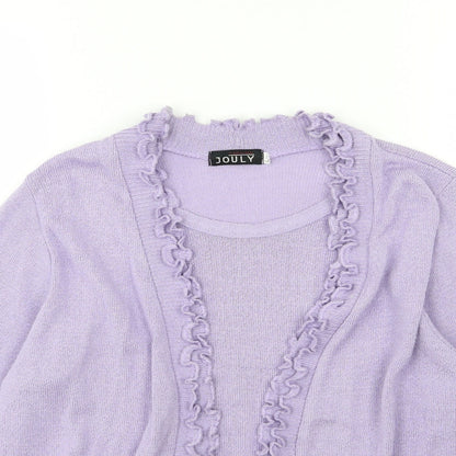 Close-up detail of Jouly women’s purple knit jumper, size S