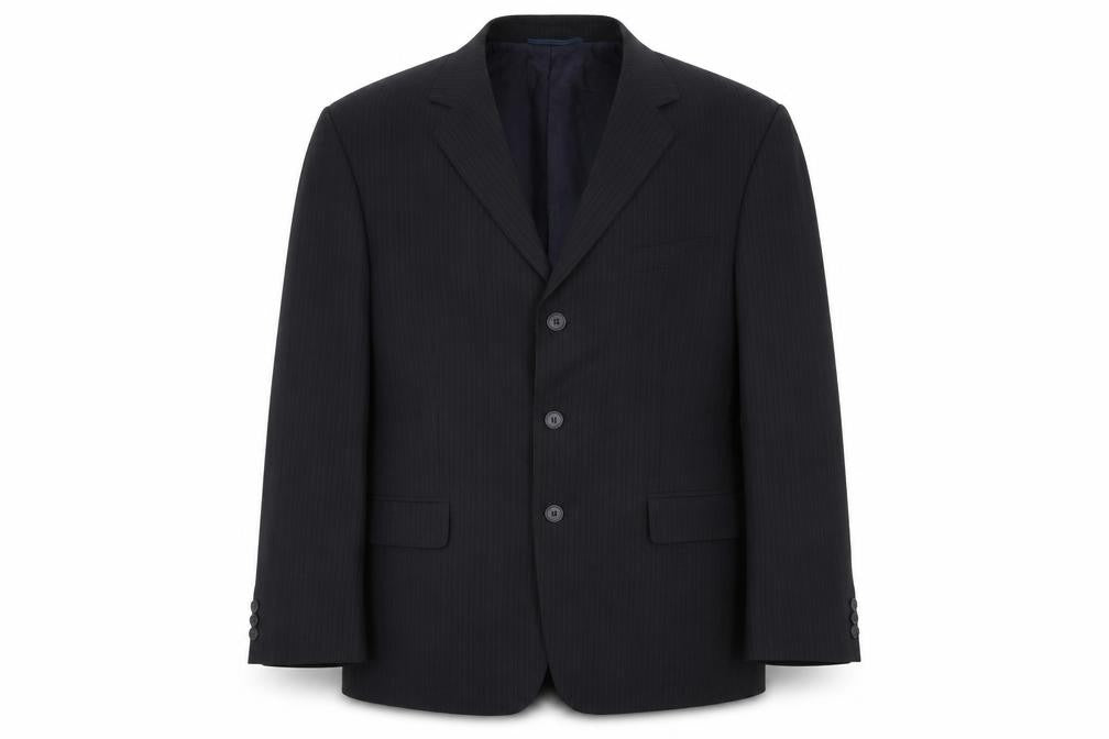 F&F Mens Black Striped Rayon Jacket Suit Jacket Size 44