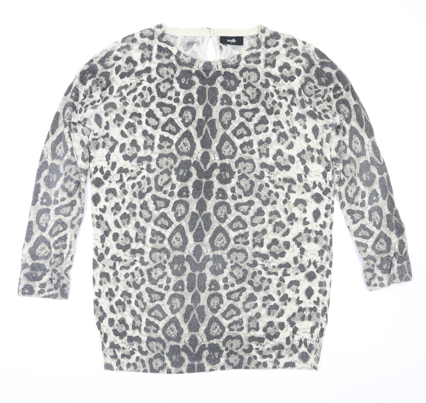 walllis Womens Brown Animal Print  Pullover Jumper Size S