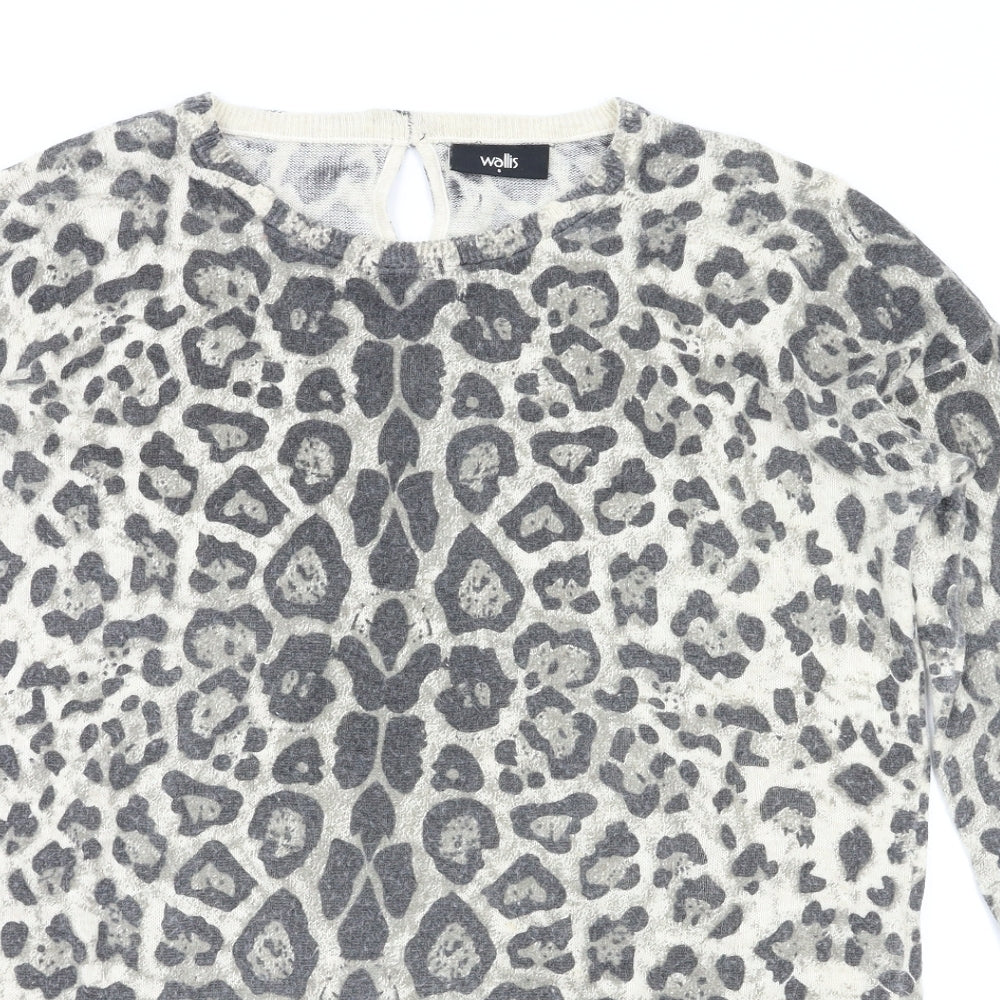 walllis Womens Brown Animal Print  Pullover Jumper Size S