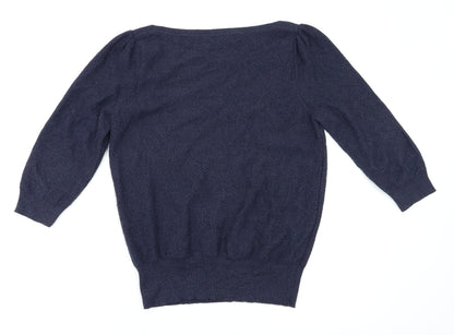 Back view of BHS women’s blue jumper, size UK 14