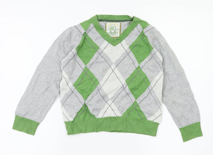 Additional front view of Next girls’ grey argyle/diamond jumper, size 6, years