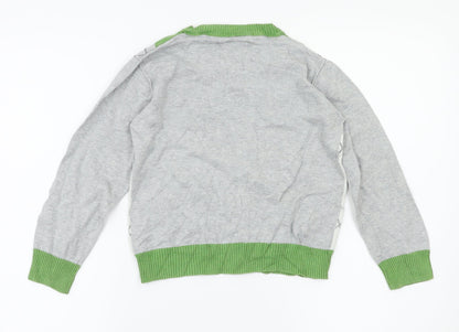 Back view of Next girls’ grey argyle/diamond jumper, size 6, years