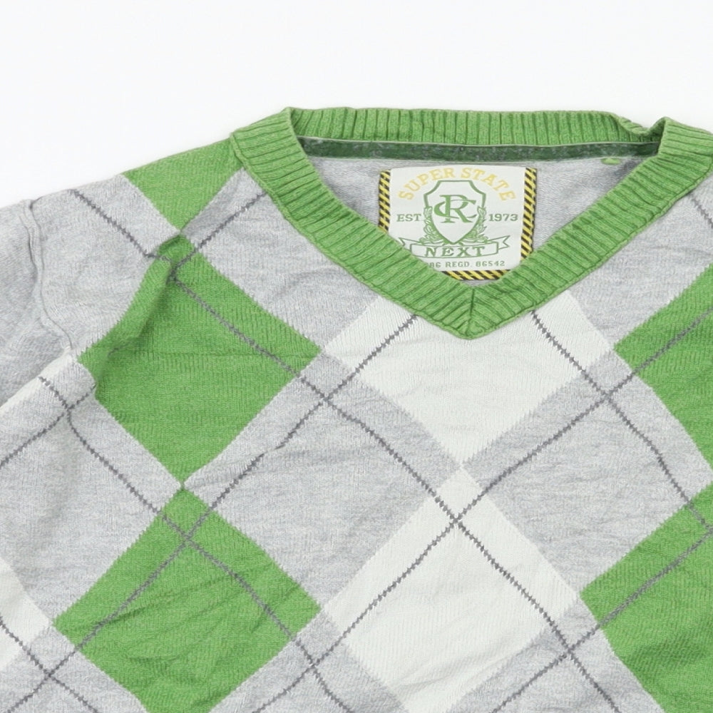 Next  Girls Grey Argyle/Diamond  Pullover Jumper Size 6 Years