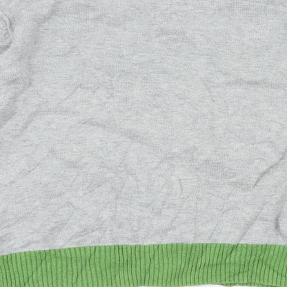 Brand and care label for Next girls’ grey argyle/diamond jumper, size 6, years