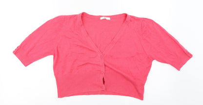 Front view of Marks & Spencer women’s pink jumper, size UK 18