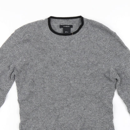 Close-up detail of Lindex women’s grey jumper, size M
