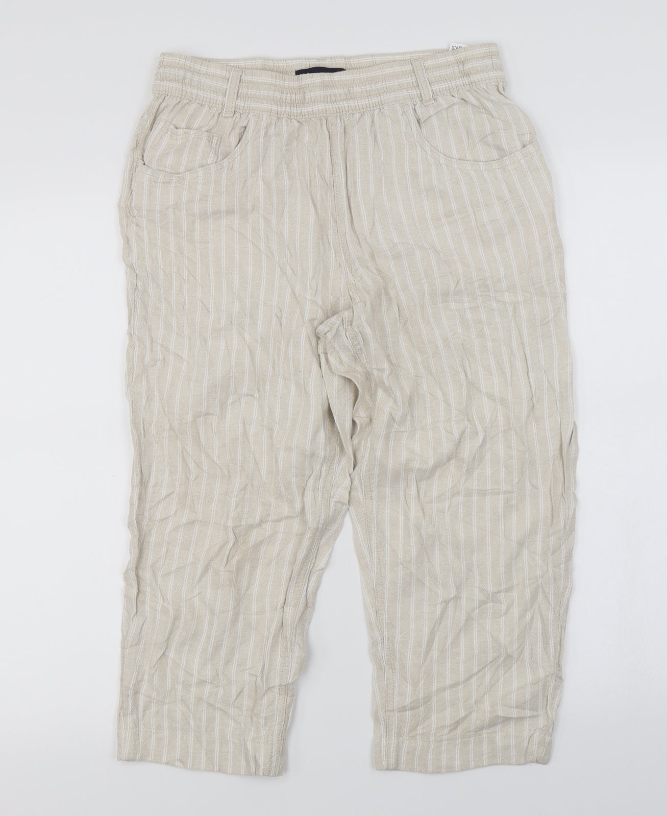 Marks and Spencer  Womens Ivory Striped  Trousers  Size 12 L20 in