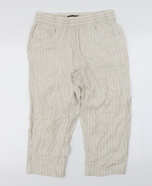Marks and Spencer  Womens Ivory Striped  Trousers  Size 12 L20 in