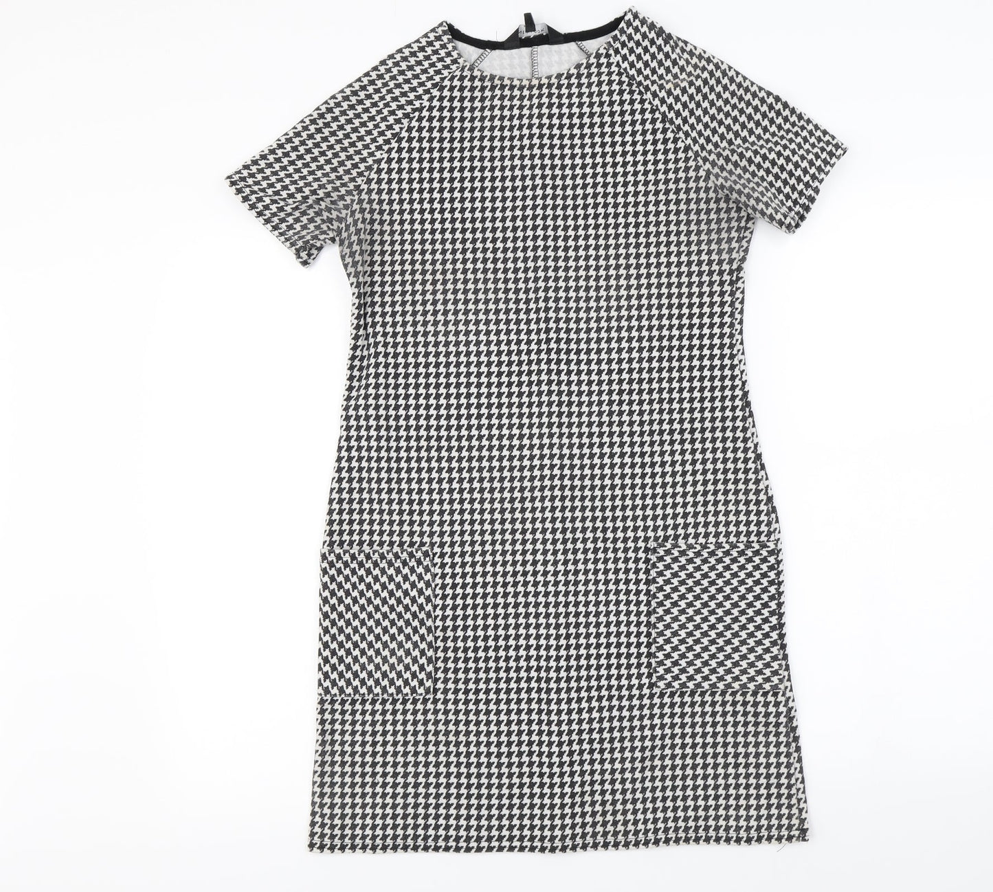 New Look Womens Black Check  A-Line  Size 8