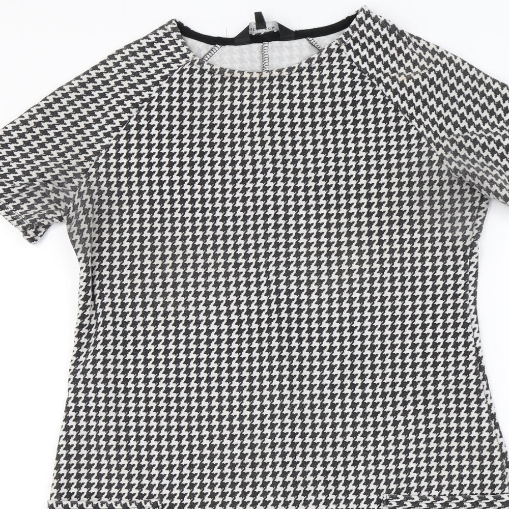 New Look Womens Black Check  A-Line  Size 8
