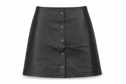 Front view of PRETTYLITTLETHING women’s black a-line skirt, size UK 6