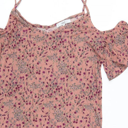 Preloved NEXT Womens Pink Floral  Mini  Size 14 - Detail