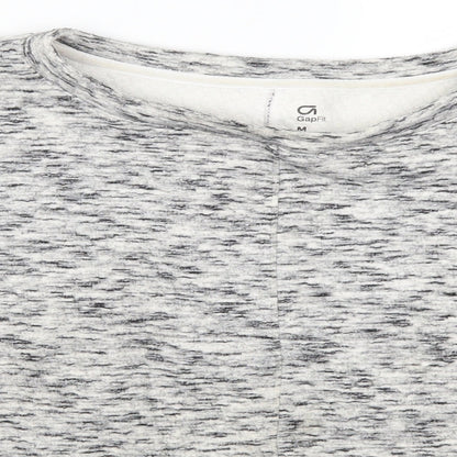 Close-up detail of Gap women’s grey pullover sweatshirt, size M