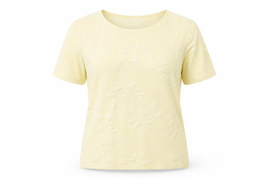 Principles Womens Yellow Floral  Basic T-Shirt Size 14  - Leaf Print