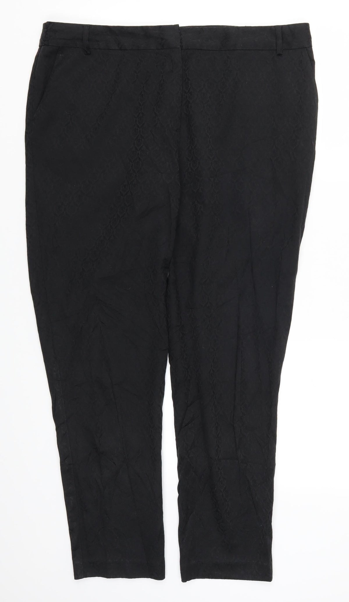 Oasis Womens Black Geometric  Trousers  Size 16 L28 in