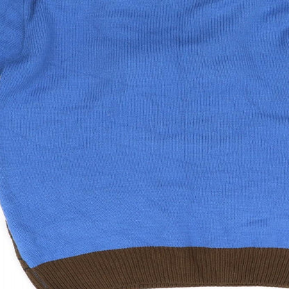 Brand and care label for Cedarwood State women’s blue jumper, size S